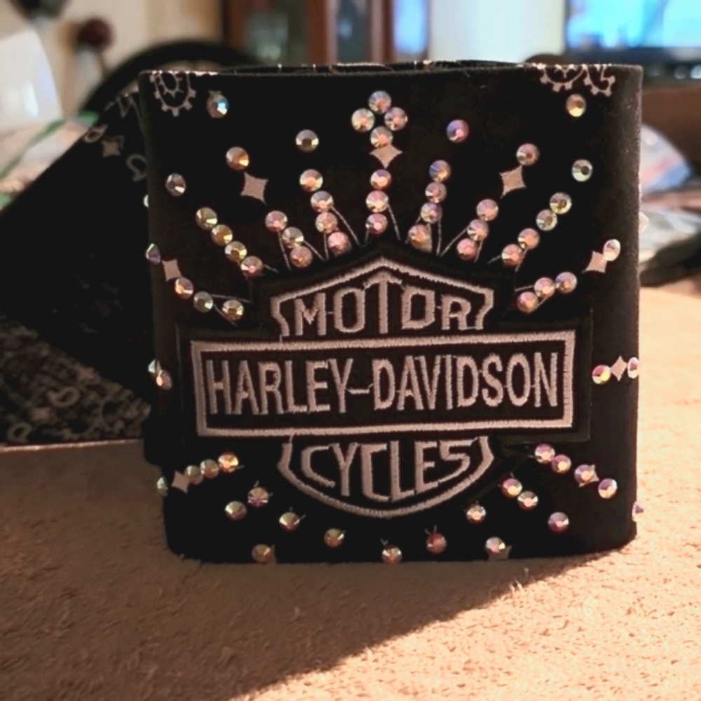 Harley Davison BLINGEAUTIFUL grey and black Embroidery emblem